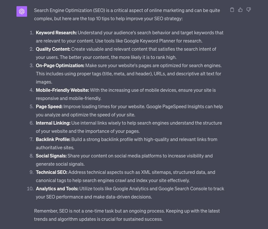 Chat GBT Response